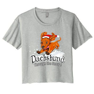 Dachshund Through Snow Funny Dachshund Christmas Gift Women's Crop Top Tee