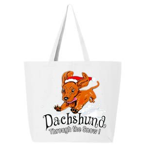 Dachshund Through Snow Funny Dachshund Christmas Gift 25L Jumbo Tote