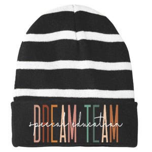 Dream Team Special Education Squad Special Education Teacher Striped Beanie with Solid Band