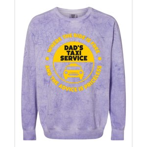 DadS Taxi Service Fathers Day Funny Dad Papa Chauffeur Cab Colorblast Crewneck Sweatshirt