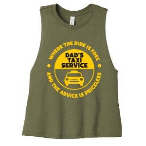 DadS Taxi Service Fathers Day Funny Dad Papa Chauffeur Cab Women's Racerback Cropped Tank