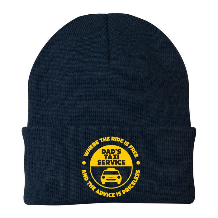 DadS Taxi Service Fathers Day Funny Dad Papa Chauffeur Cab Knit Cap Winter Beanie