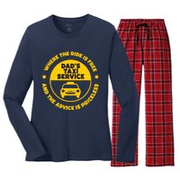 DadS Taxi Service Fathers Day Funny Dad Papa Chauffeur Cab Women's Long Sleeve Flannel Pajama Set 