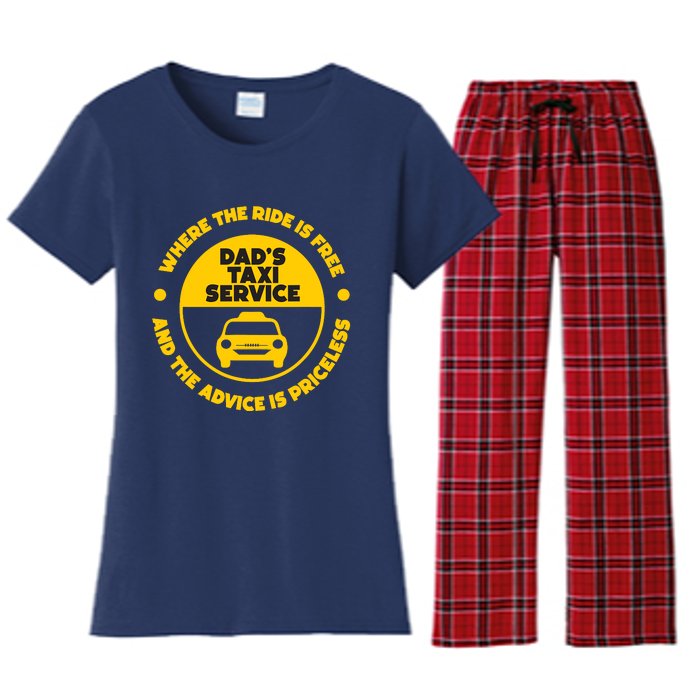 DadS Taxi Service Fathers Day Funny Dad Papa Chauffeur Cab Women's Flannel Pajama Set