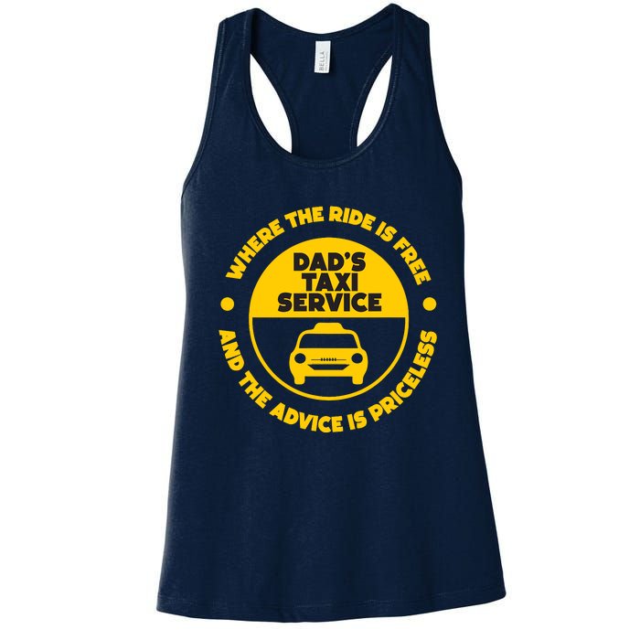 DadS Taxi Service Fathers Day Funny Dad Papa Chauffeur Cab Women's Racerback Tank