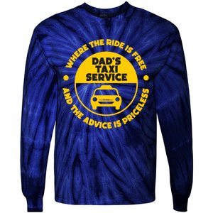 DadS Taxi Service Fathers Day Funny Dad Papa Chauffeur Cab Tie-Dye Long Sleeve Shirt