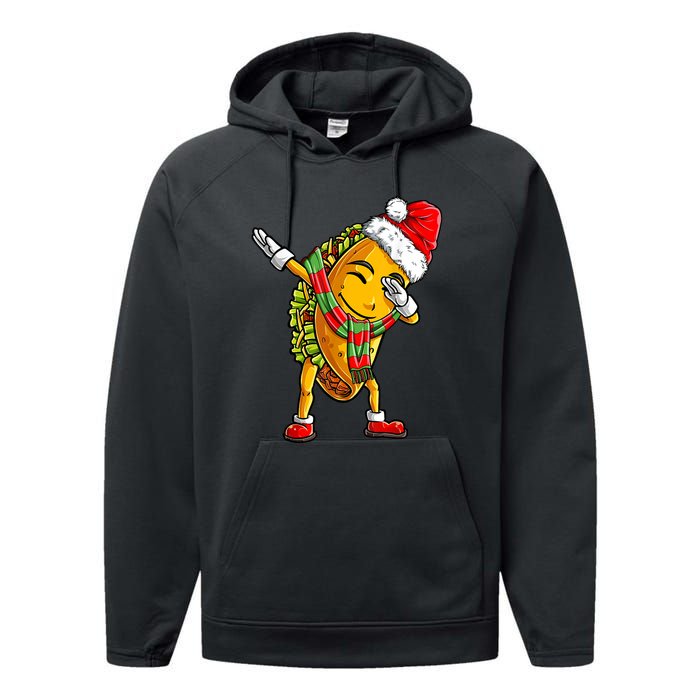 Dabbing Taco Santa Christmas Boys Dab Xmas Gifts Performance Fleece Hoodie