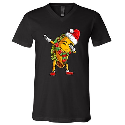 Dabbing Taco Santa Christmas Boys Dab Xmas Gifts V-Neck T-Shirt