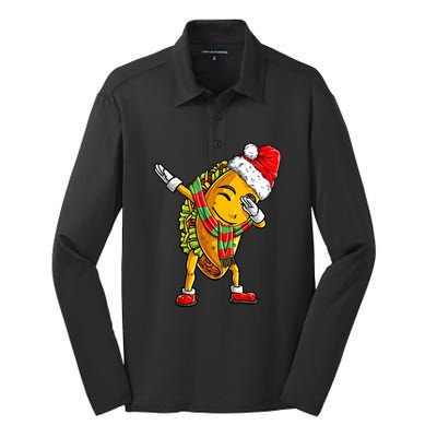 Dabbing Taco Santa Christmas Boys Dab Xmas Gifts Silk Touch Performance Long Sleeve Polo