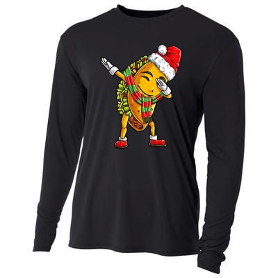 Dabbing Taco Santa Christmas Boys Dab Xmas Gifts Cooling Performance Long Sleeve Crew