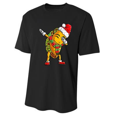 Dabbing Taco Santa Christmas Boys Dab Xmas Gifts Performance Sprint T-Shirt