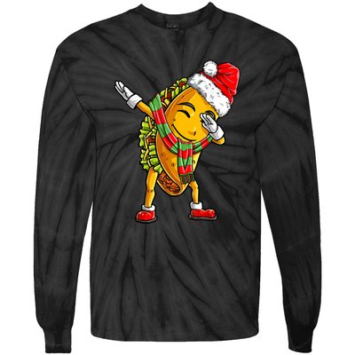 Dabbing Taco Santa Christmas Boys Dab Xmas Gifts Tie-Dye Long Sleeve Shirt