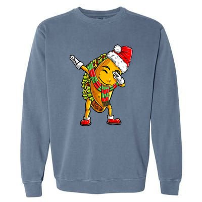 Dabbing Taco Santa Christmas Boys Dab Xmas Gifts Garment-Dyed Sweatshirt