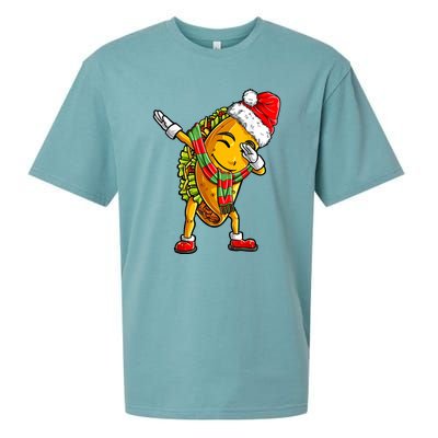 Dabbing Taco Santa Christmas Boys Dab Xmas Gifts Sueded Cloud Jersey T-Shirt