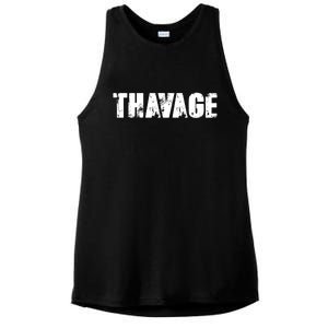 Distressed Thavage Savage Workout Gym Bodybuilding Ladies PosiCharge Tri-Blend Wicking Tank