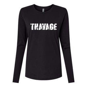 Distressed Thavage Savage Workout Gym Bodybuilding Womens Cotton Relaxed Long Sleeve T-Shirt