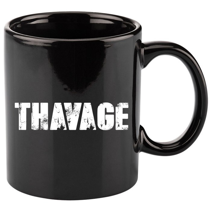 Distressed Thavage Savage Workout Gym Bodybuilding 11oz C Handle Ceramic Mug
