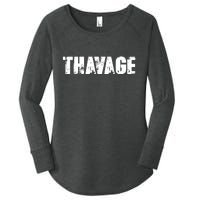 Distressed Thavage Savage Workout Gym Bodybuilding Women's Perfect Tri Tunic Long Sleeve Shirt