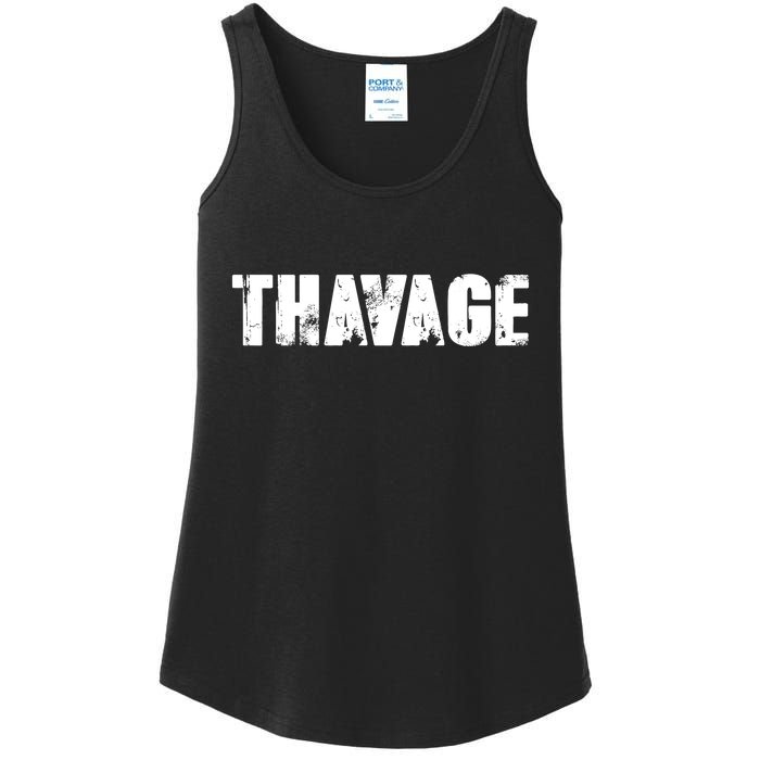 Distressed Thavage Savage Workout Gym Bodybuilding Ladies Essential Tank