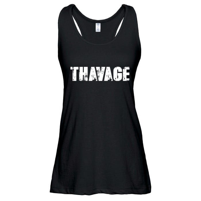 Distressed Thavage Savage Workout Gym Bodybuilding Ladies Essential Flowy Tank