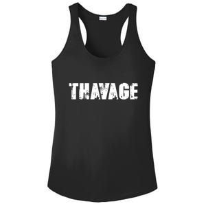 Distressed Thavage Savage Workout Gym Bodybuilding Ladies PosiCharge Competitor Racerback Tank