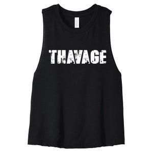 Distressed Thavage Savage Workout Gym Bodybuilding Women's Racerback Cropped Tank