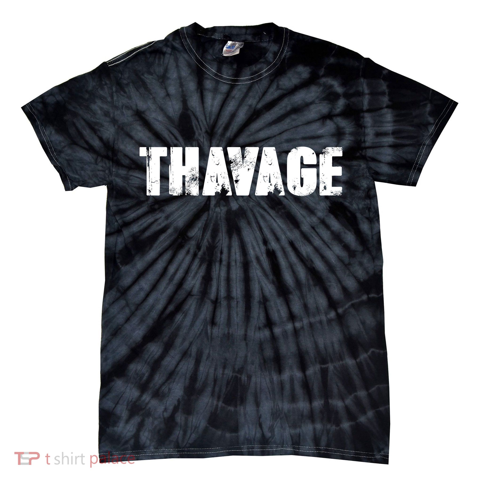 Distressed Thavage Savage Workout Gym Bodybuilding Tie-Dye T-Shirt