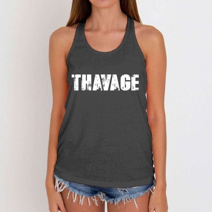 Distressed Thavage Savage Workout Gym Bodybuilding Women's Knotted Racerback Tank