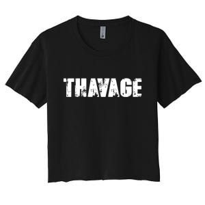 Distressed Thavage Savage Workout Gym Bodybuilding Women's Crop Top Tee