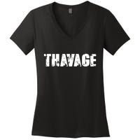 Distressed Thavage Savage Workout Gym Bodybuilding Women's V-Neck T-Shirt