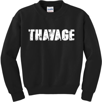 Distressed Thavage Savage Workout Gym Bodybuilding Kids Sweatshirt