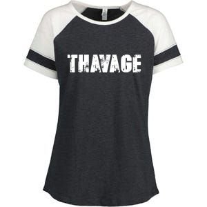 Distressed Thavage Savage Workout Gym Bodybuilding Enza Ladies Jersey Colorblock Tee