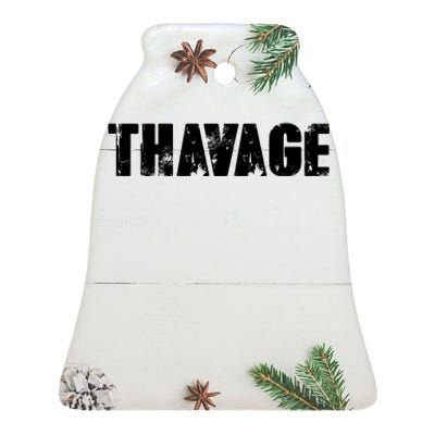 Distressed Thavage Savage Workout Gym Bodybuilding Ceramic Bell Ornament