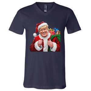 Donald Trump Santa Claus Christmas Xmas Usa President V-Neck T-Shirt