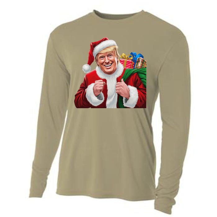 Donald Trump Santa Claus Christmas Xmas Usa President Cooling Performance Long Sleeve Crew