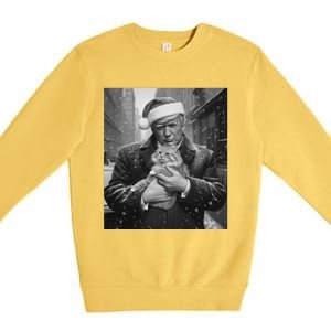 Donald Trump Santa Cat Christmas Funny Patriotic Cat Lover Great Gift Premium Crewneck Sweatshirt