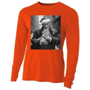 Donald Trump Santa Cat Christmas Funny Patriotic Cat Lover Great Gift Cooling Performance Long Sleeve Crew