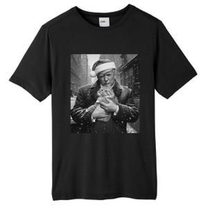 Donald Trump Santa Cat Christmas Funny Patriotic Cat Lover Great Gift Tall Fusion ChromaSoft Performance T-Shirt