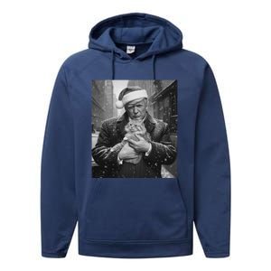 Donald Trump Santa Cat Christmas Funny Patriotic Cat Lover Great Gift Performance Fleece Hoodie