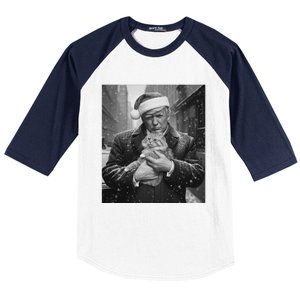 Donald Trump Santa Cat Christmas Funny Patriotic Cat Lover Great Gift Baseball Sleeve Shirt