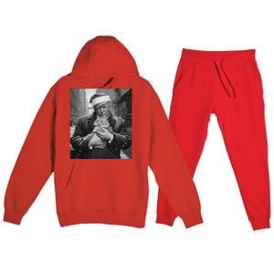 Donald Trump Santa Cat Christmas Funny Patriotic Cat Lover Great Gift Premium Hooded Sweatsuit Set