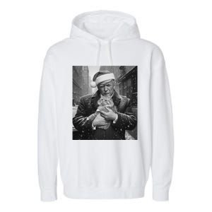 Donald Trump Santa Cat Christmas Funny Patriotic Cat Lover Great Gift Garment-Dyed Fleece Hoodie