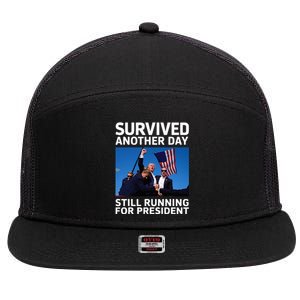 Donald Trump Survived Another Day Running 7 Panel Mesh Trucker Snapback Hat