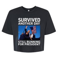 Donald Trump Survived Another Day Running Bella+Canvas Jersey Crop Tee