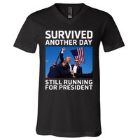 Donald Trump Survived Another Day Running V-Neck T-Shirt