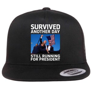 Donald Trump Survived Another Day Running Flat Bill Trucker Hat