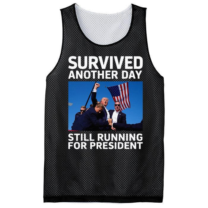 Donald Trump Survived Another Day Running Mesh Reversible Basketball Jersey Tank