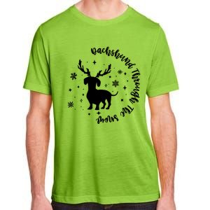 Dachshund Through Snow Christmas Reindeer Dog Mom Xmas Great Gift Adult ChromaSoft Performance T-Shirt