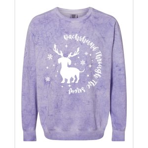 Dachshund Through Snow Christmas Reindeer Dog Mom Xmas Great Gift Colorblast Crewneck Sweatshirt