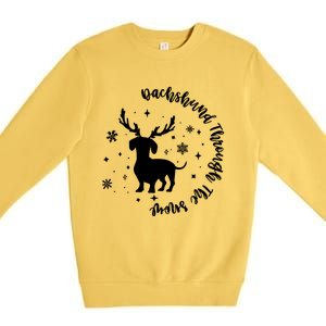 Dachshund Through Snow Christmas Reindeer Dog Mom Xmas Great Gift Premium Crewneck Sweatshirt